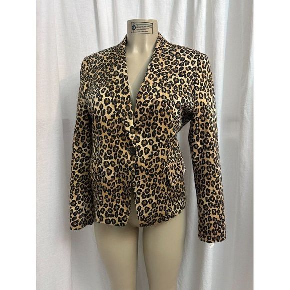 Michael Kors Women's Designer Leopard Blazer  Brown/Black Lined Size 6  #1170 - Picture 1 of 14